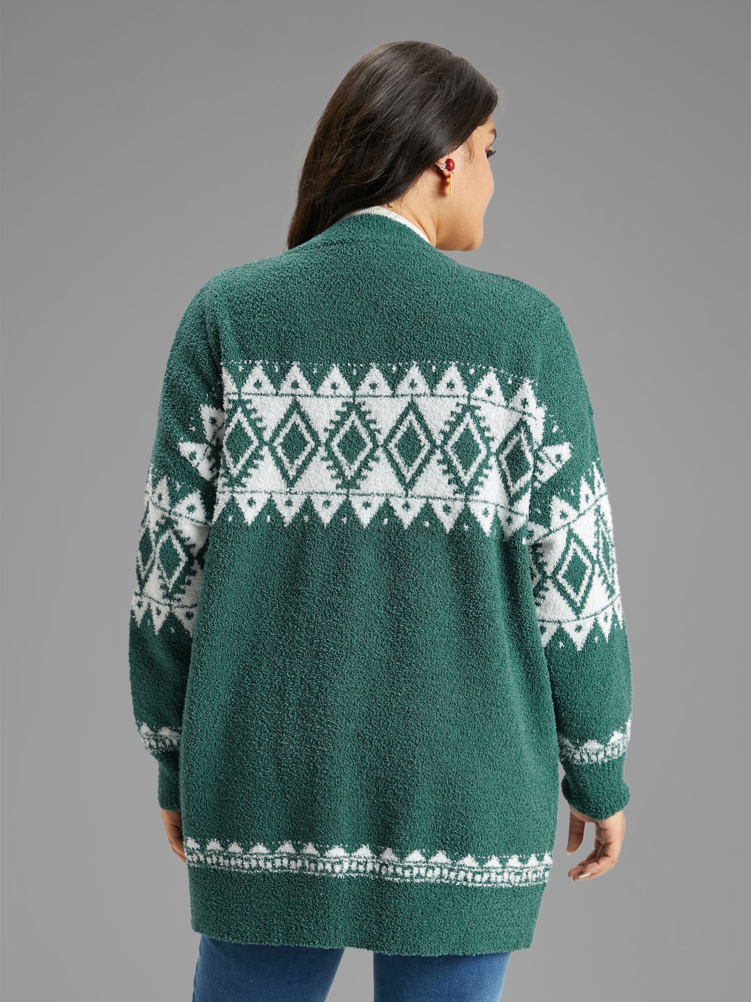 Fuzzy Geo Graphic Button Fly Cardigan - Image 8