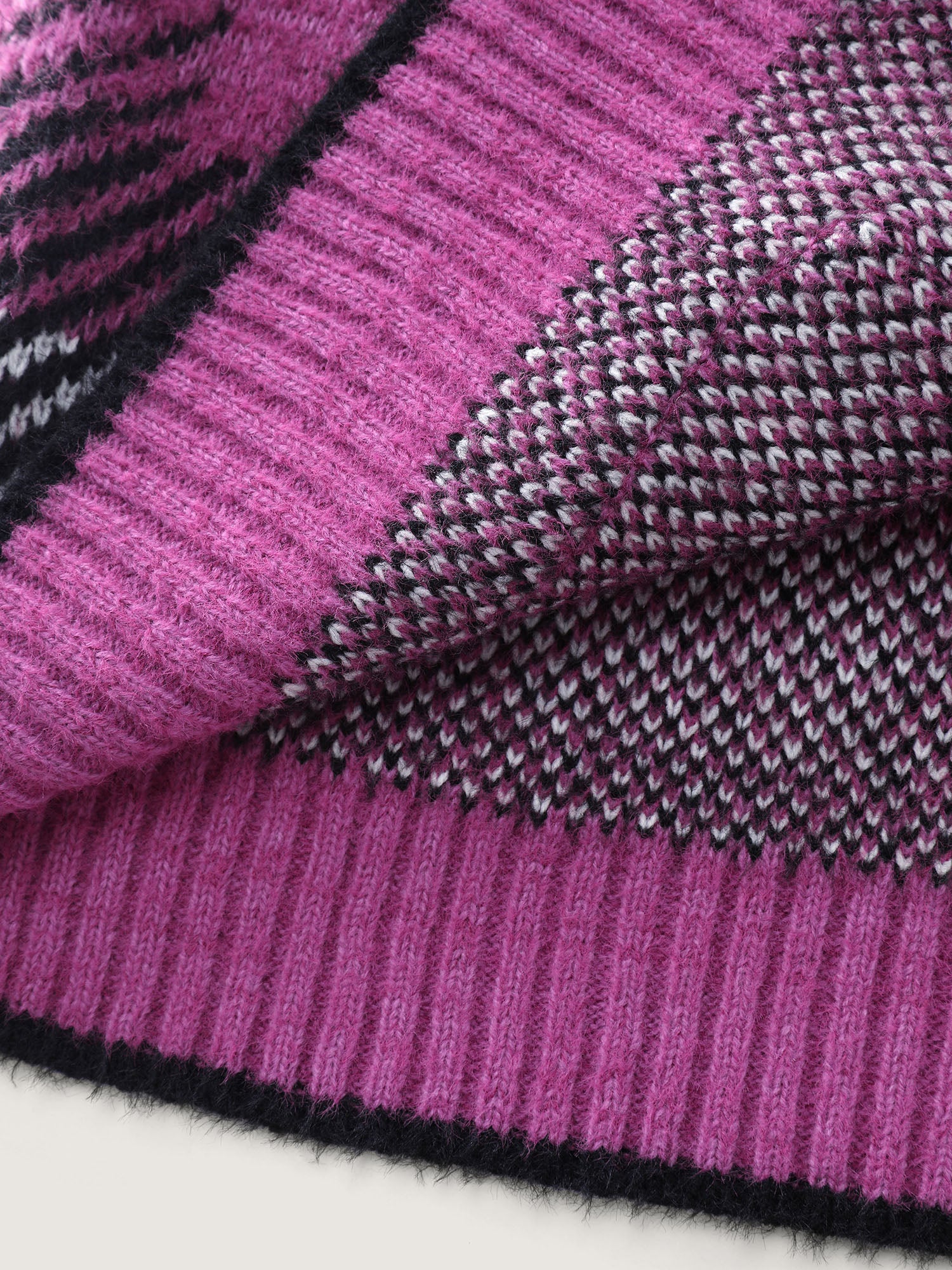 Fuzzy Plaid Pattern Button Knit Cardigan - Image 7