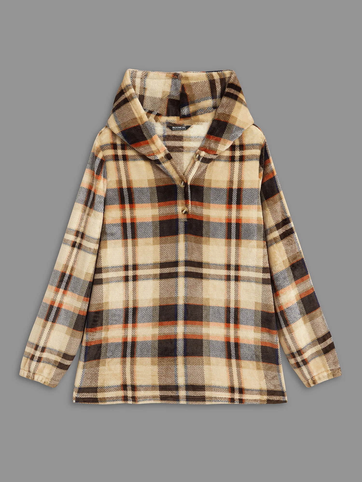 Fuzzy Pullover Plaid Hoodie - Image 8