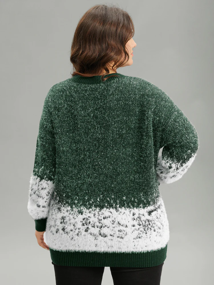 Fuzzy Snowflake Elastic Cuffs Pullover - Image 2