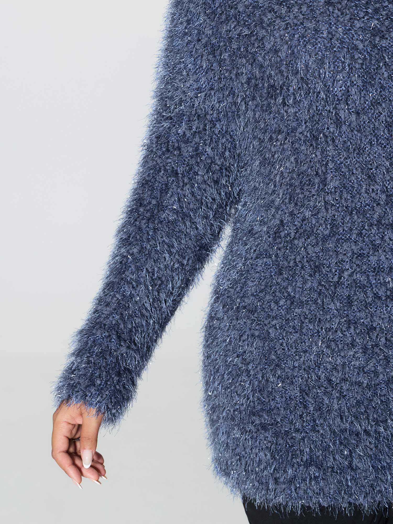 Fuzzy Sparkle Crew Neck Pullover - Image 6
