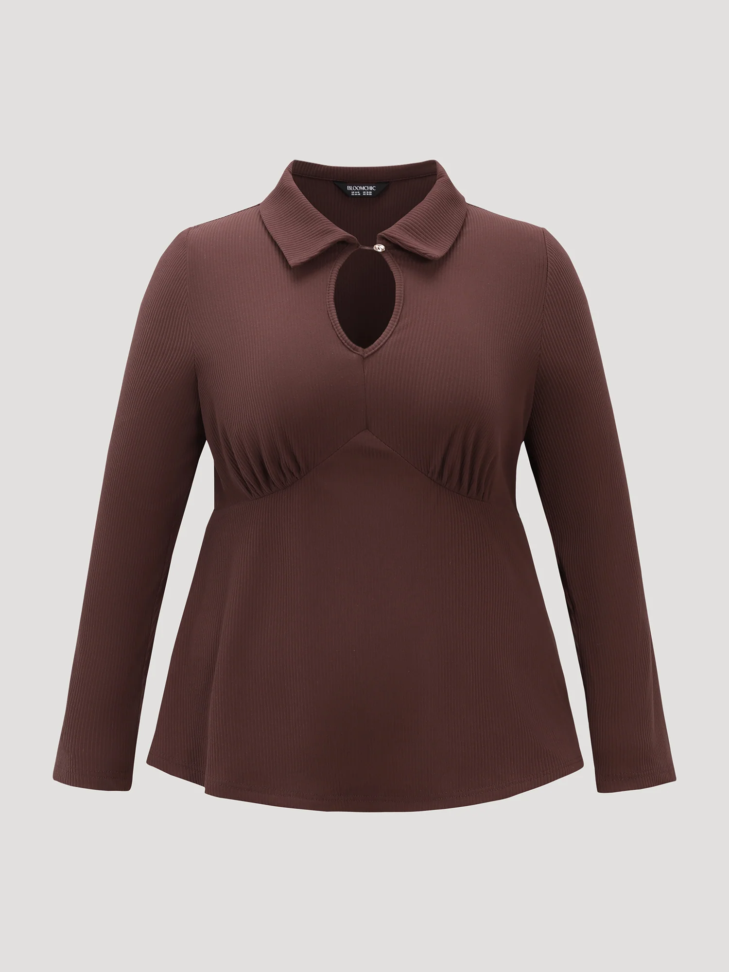 Fuzzy Textured Cut-Out Metal Button Knit Top - Image 7