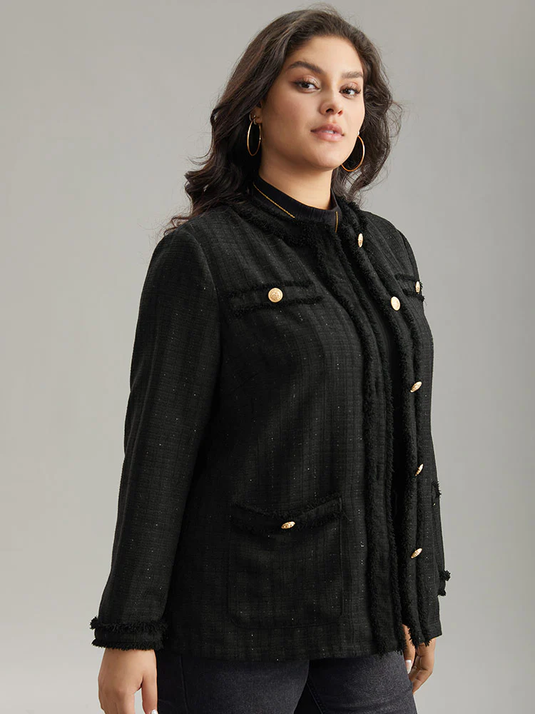 Fuzzy Trim Pocket Metal Button Fly Jacket - Image 3