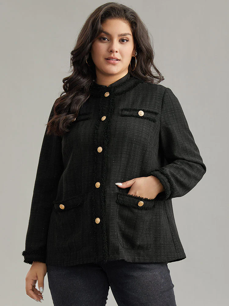 Fuzzy Trim Pocket Metal Button Fly Jacket - Image 5