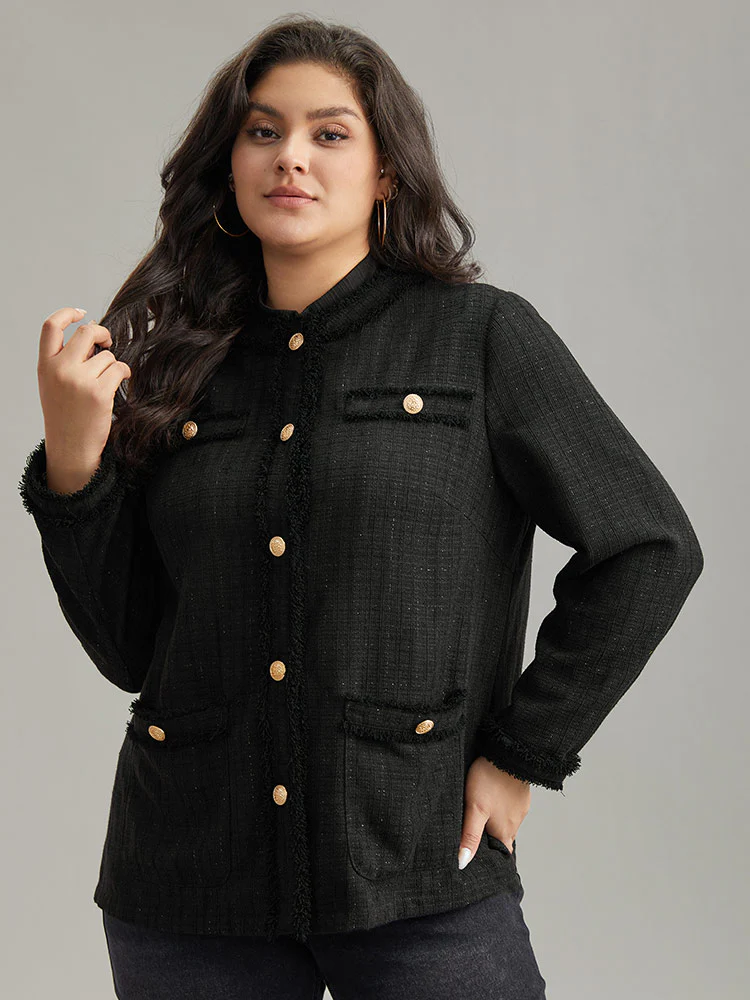 Fuzzy Trim Pocket Metal Button Fly Jacket - Image 6