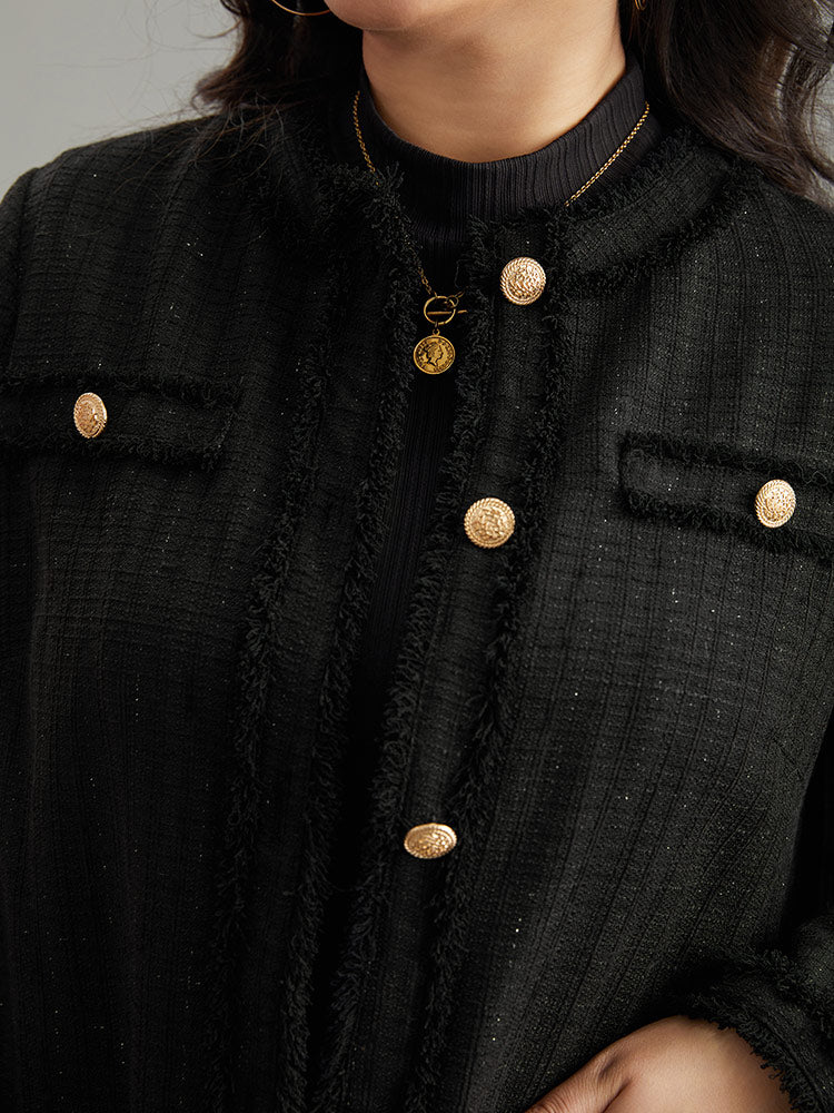 Fuzzy Trim Pocket Metal Button Fly Jacket - Image 7
