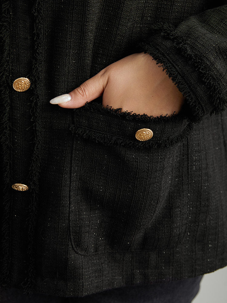 Fuzzy Trim Pocket Metal Button Fly Jacket - Image 8