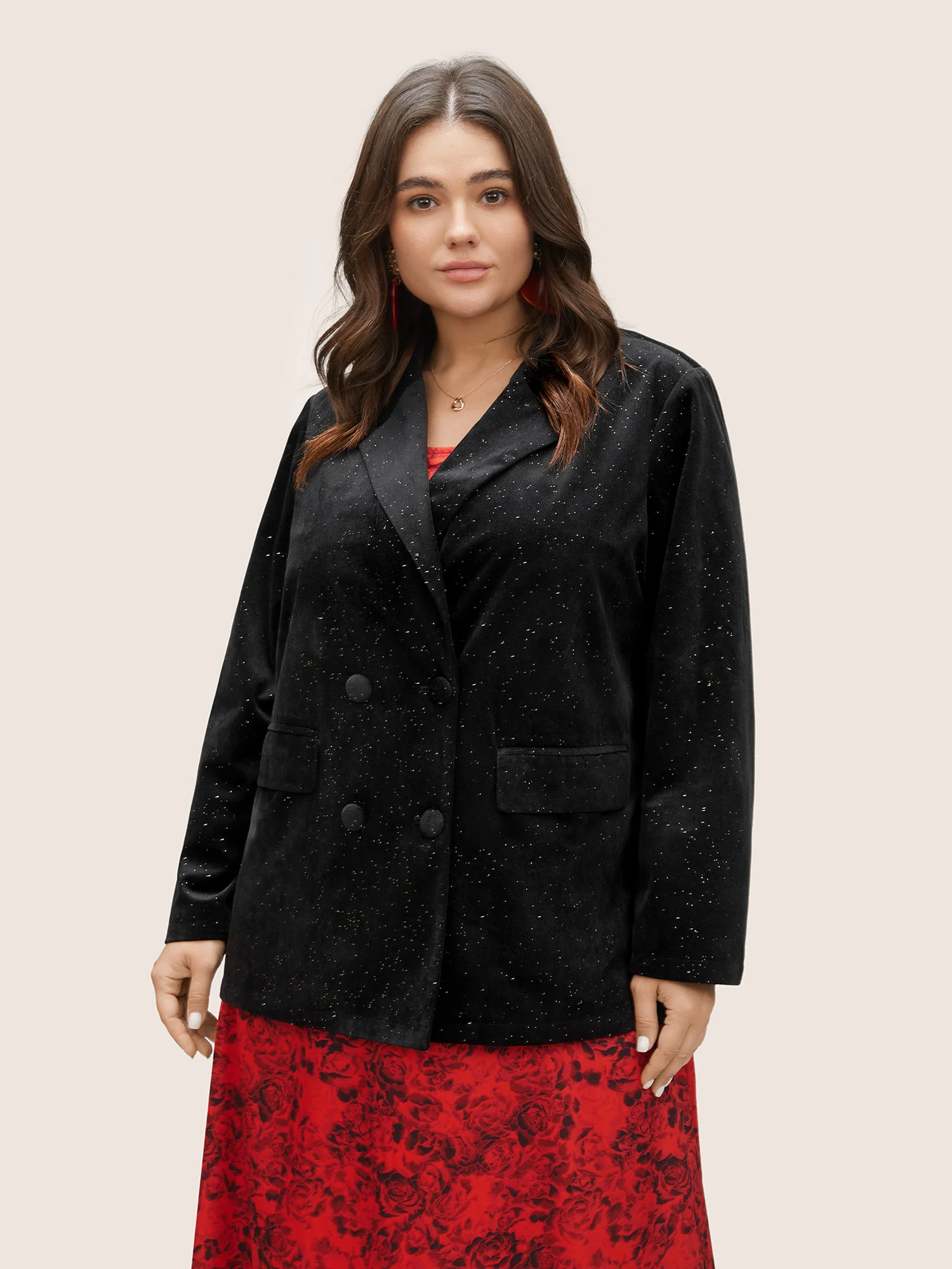 Galaxy Glitter Pocket Suit Collar Blazer - Image 3