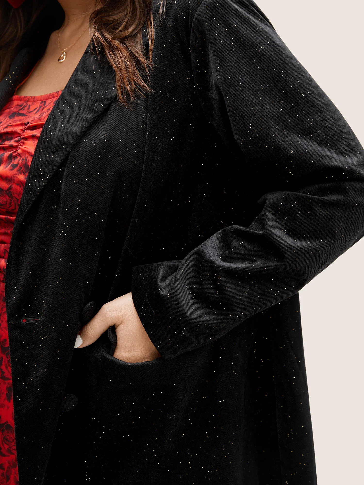 Galaxy Glitter Pocket Suit Collar Blazer - Image 4