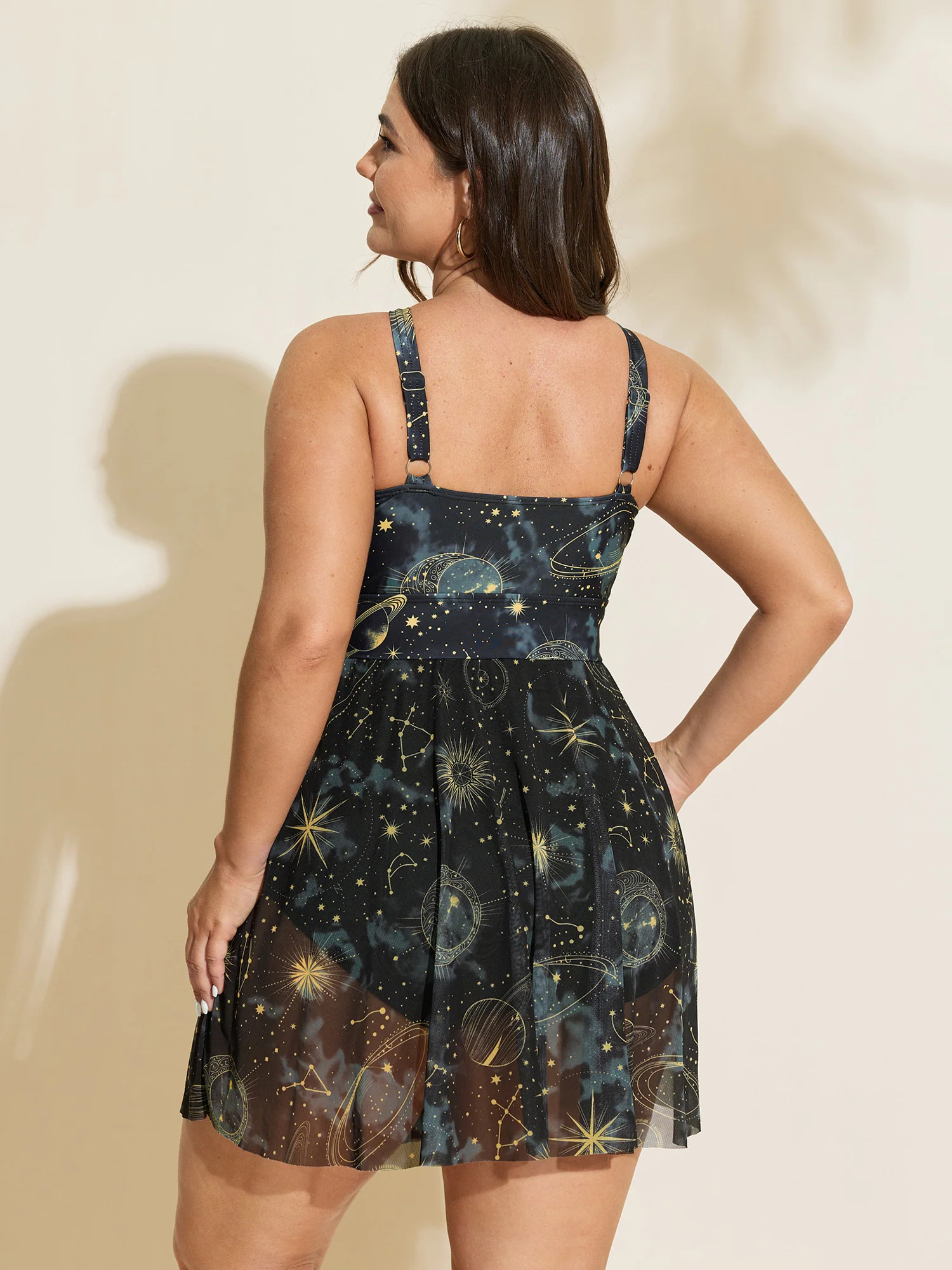Galaxy Print Halter Neckline Swim Dress - Image 5