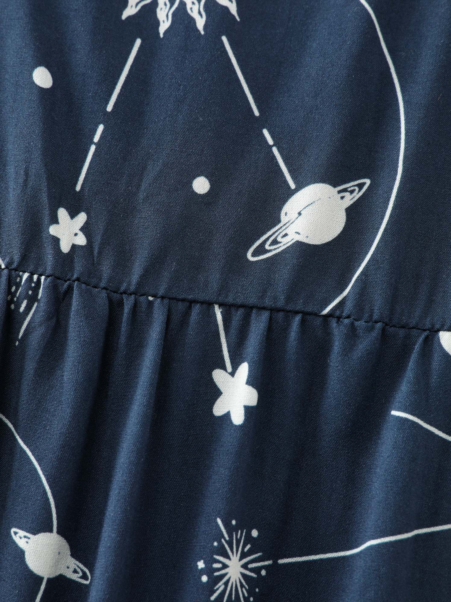 Galaxy Print Lotus Leaf Sleeve Maxi Dress - Image 5