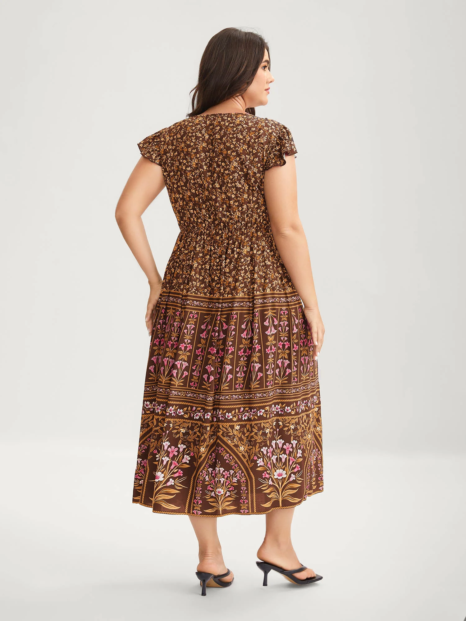 Rayon Garden Fresh Ruffled Sleeve Midi Dress - Image 11