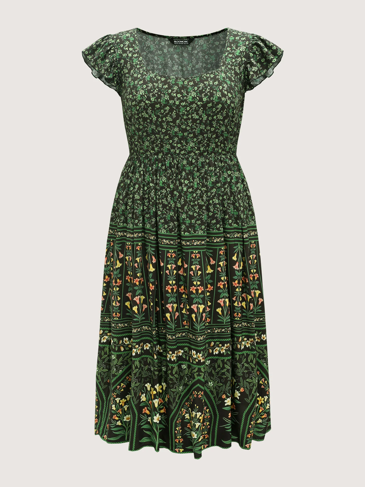 Rayon Garden Fresh Ruffled Sleeve Midi Dress - Image 7