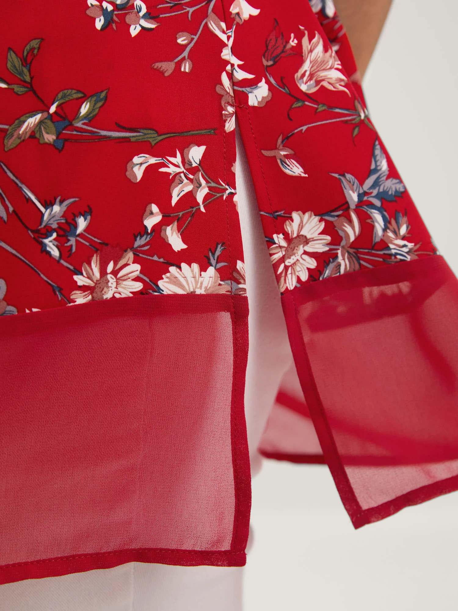 Garden Print Spliced V-Neck Blouse - Image 38