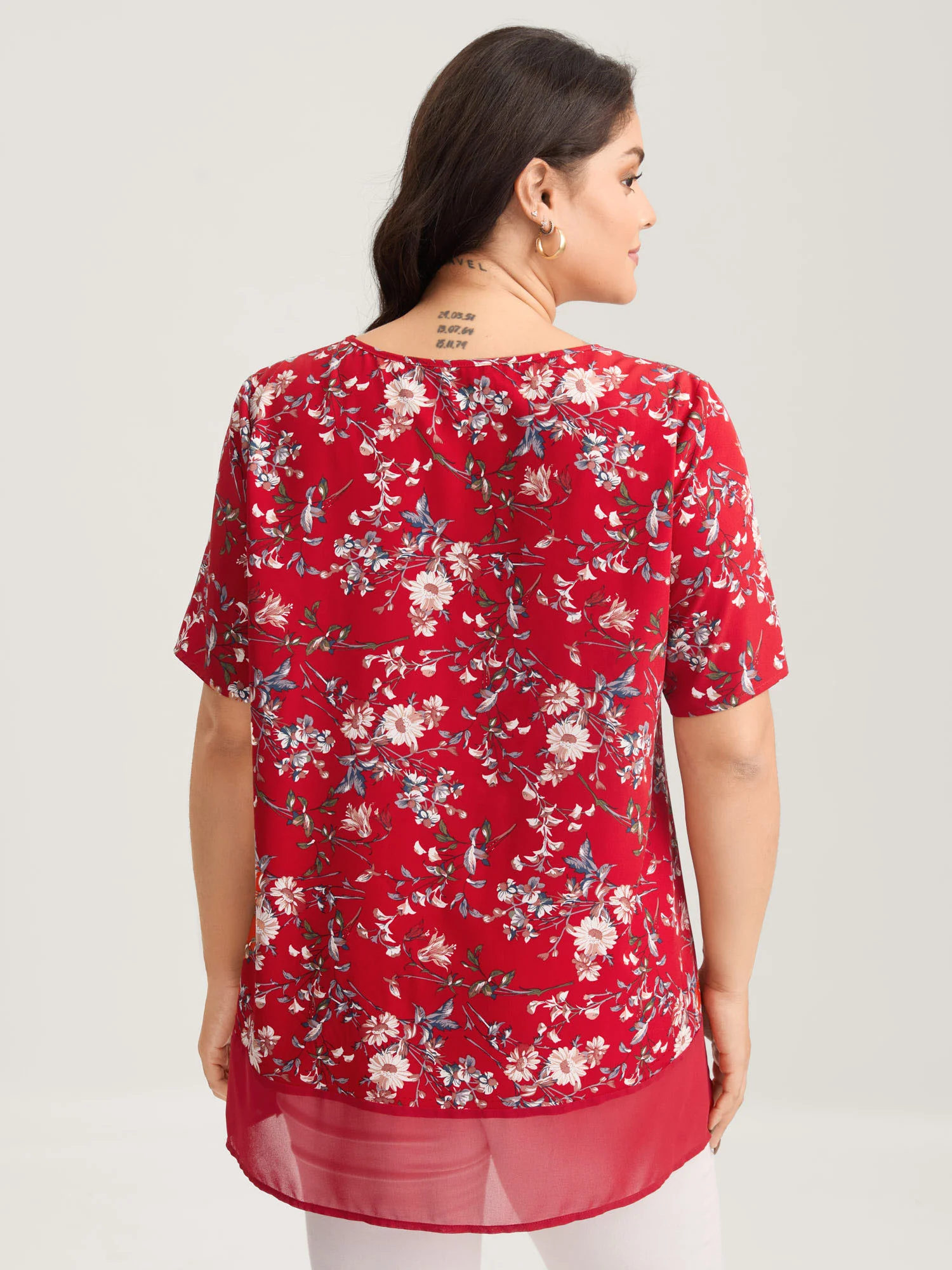 Garden Print Spliced V-Neck Blouse - Image 39