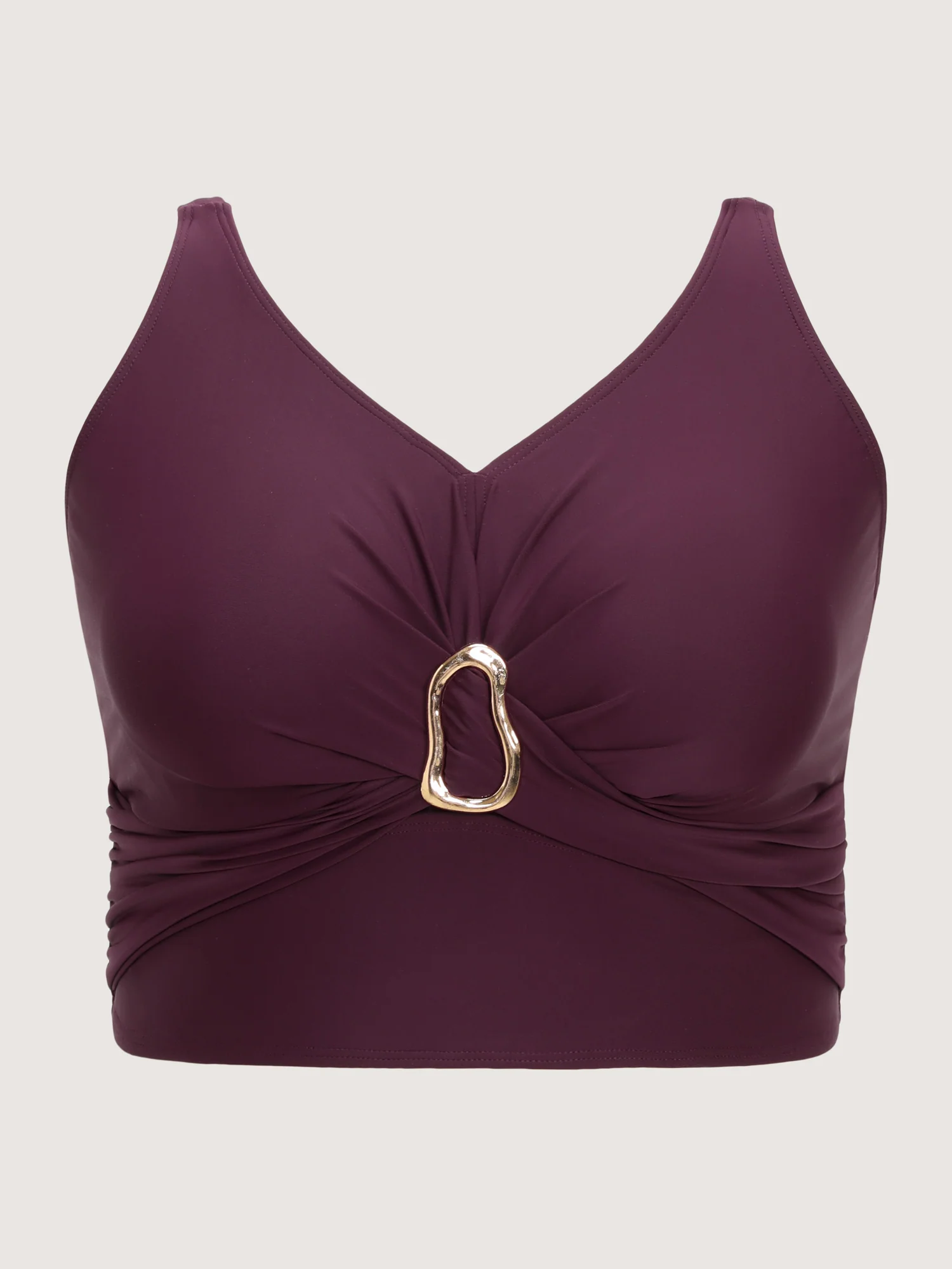 Gathered Metal Buckle Detail Bikini Top - Image 8