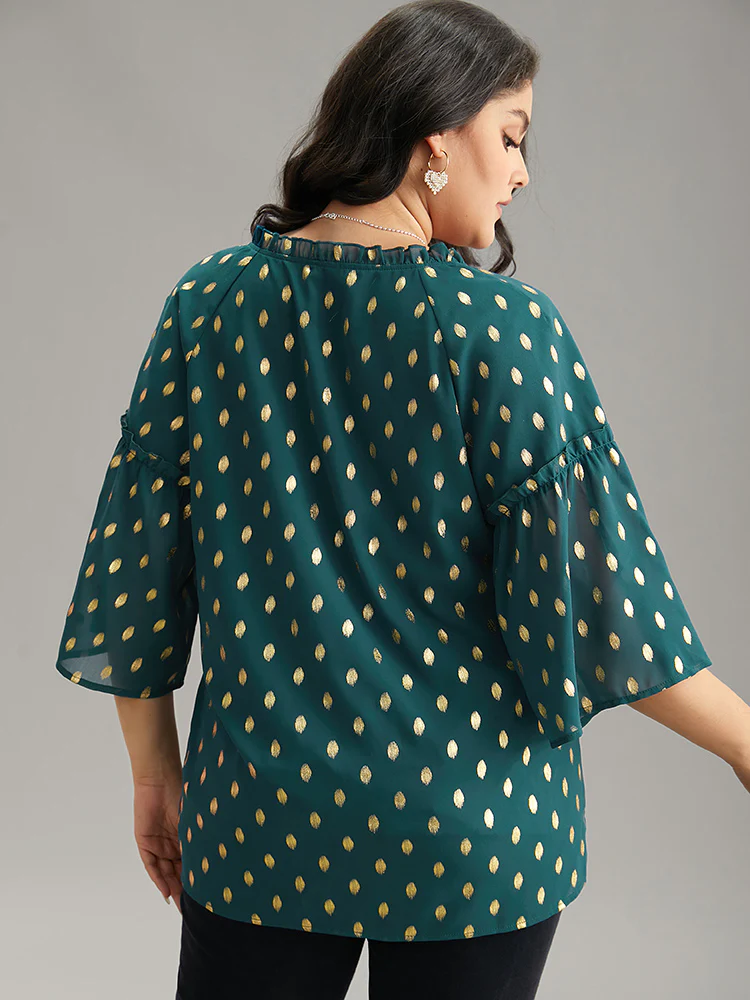 Geo Glitter Tassels Ties Blouse - Image 2