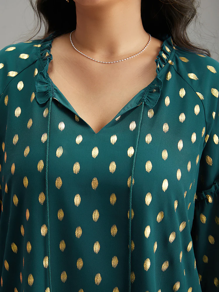 Geo Glitter Tassels Ties Blouse - Image 8