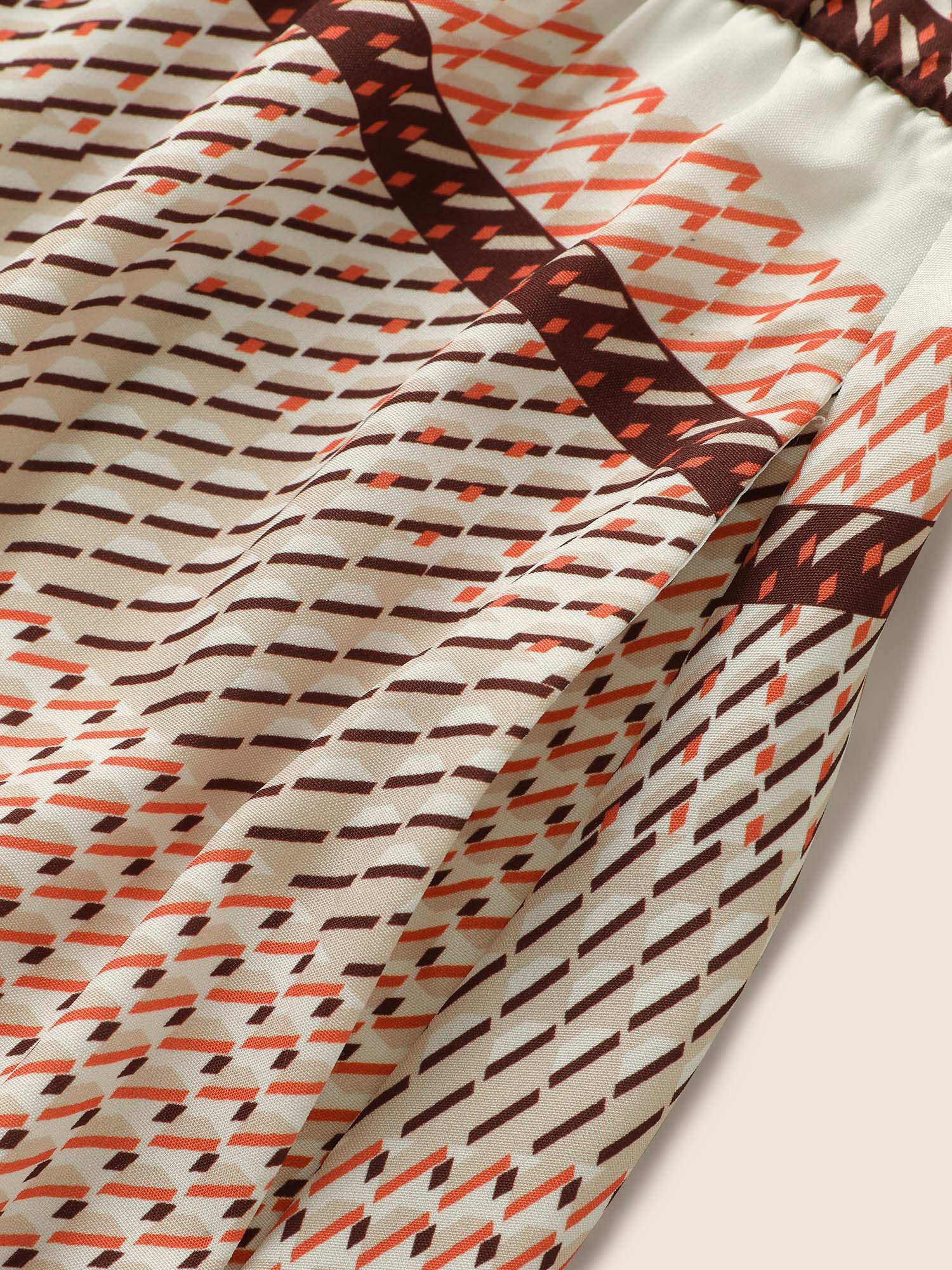 Geo Graphic Belted Curved Hem Shirt Collar Dress - Image 6