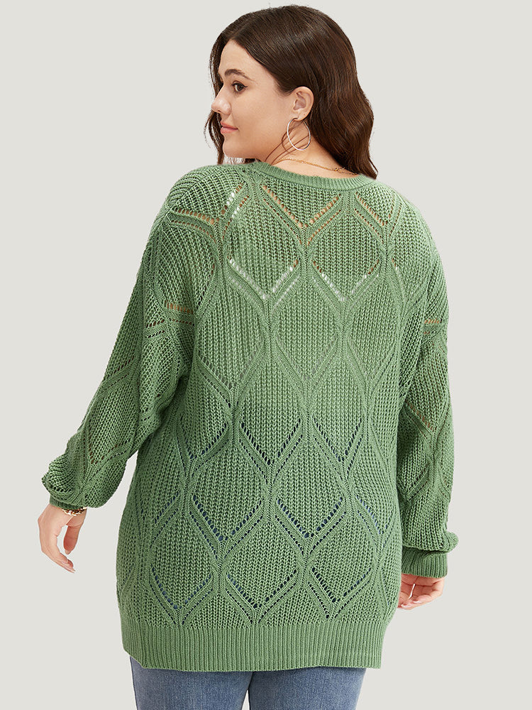 Geo Plisse Button Through Elastic Cuffs Cardigan - Image 2