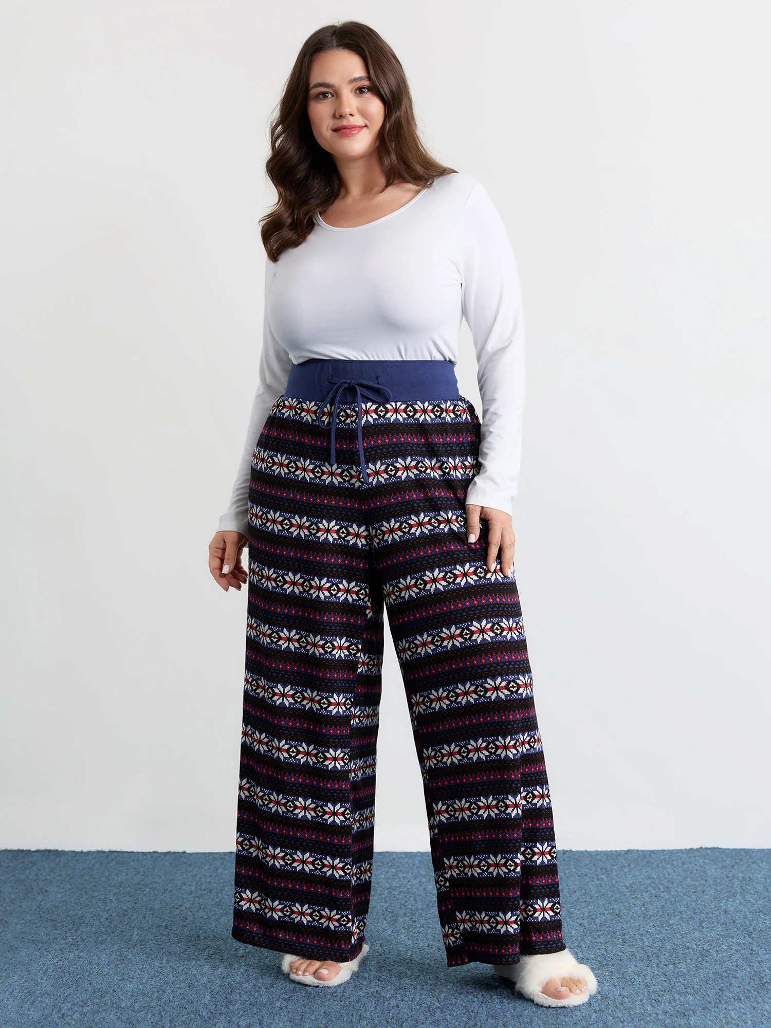 Geo Print Drawstring Waist Pants - Image 2
