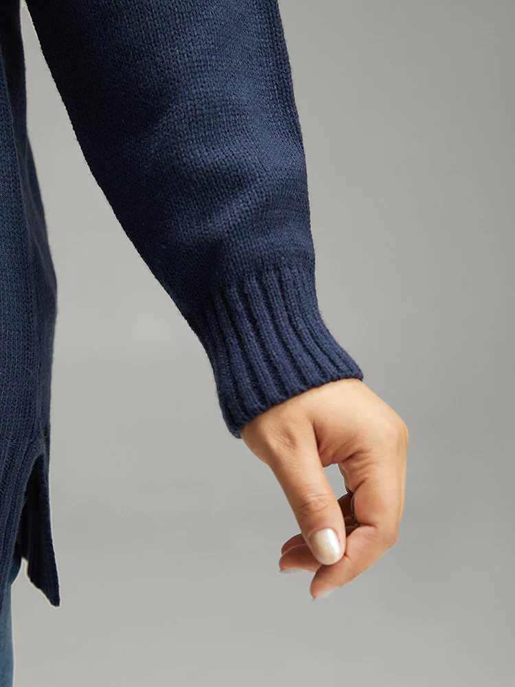Geo Raglan Sleeve Elastic Hem Pullover - Image 5