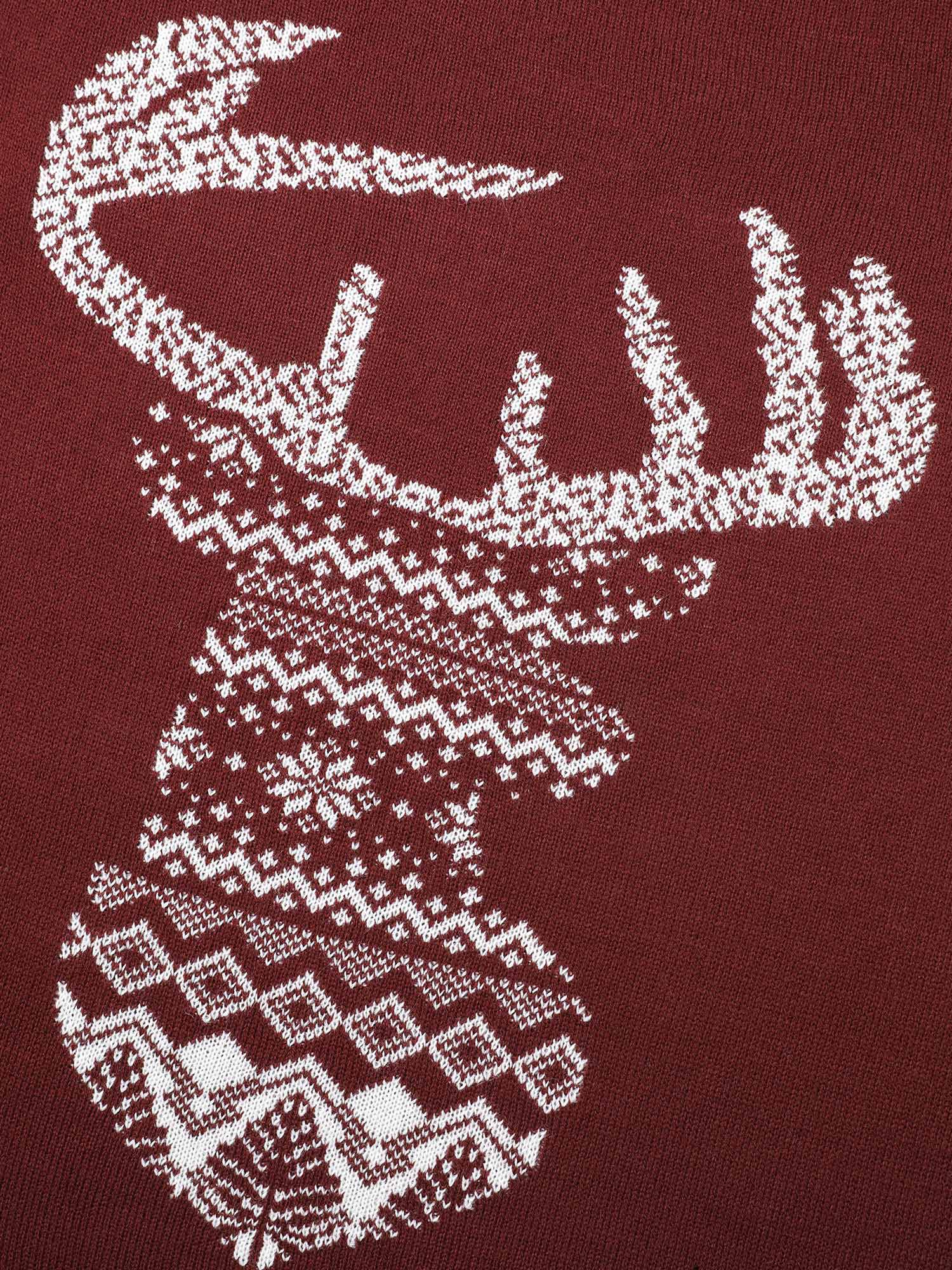 Geo Reindeer Printed Sleeves Straight Fit Pullover - Image 5