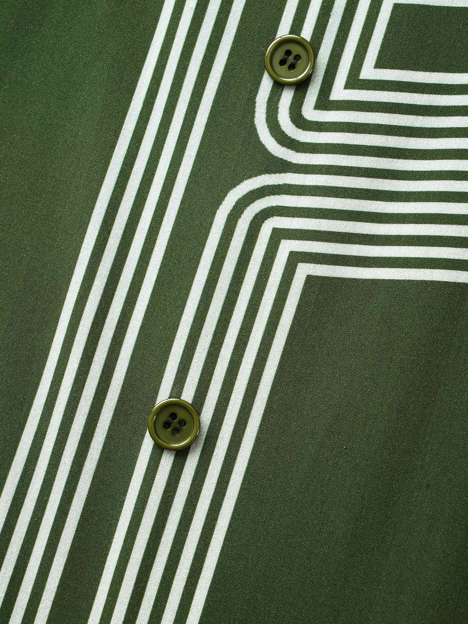 Geometric Button Detail Lantern Sleeve Dress - Image 5