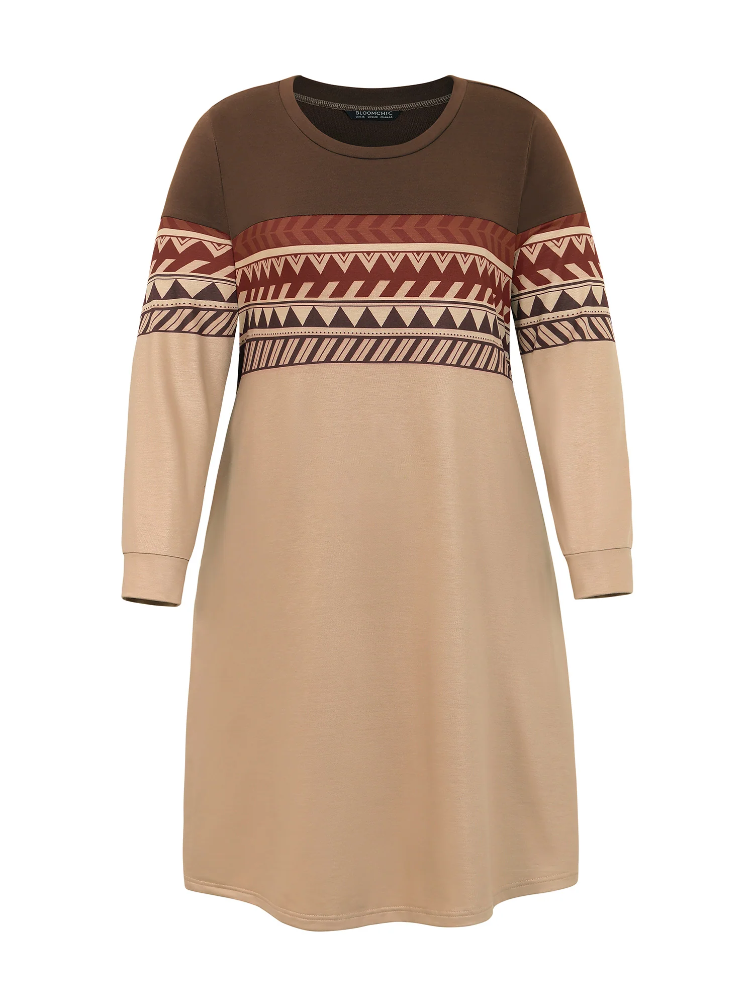 Geometric Colorblock Pocket Midi Dress - Image 7
