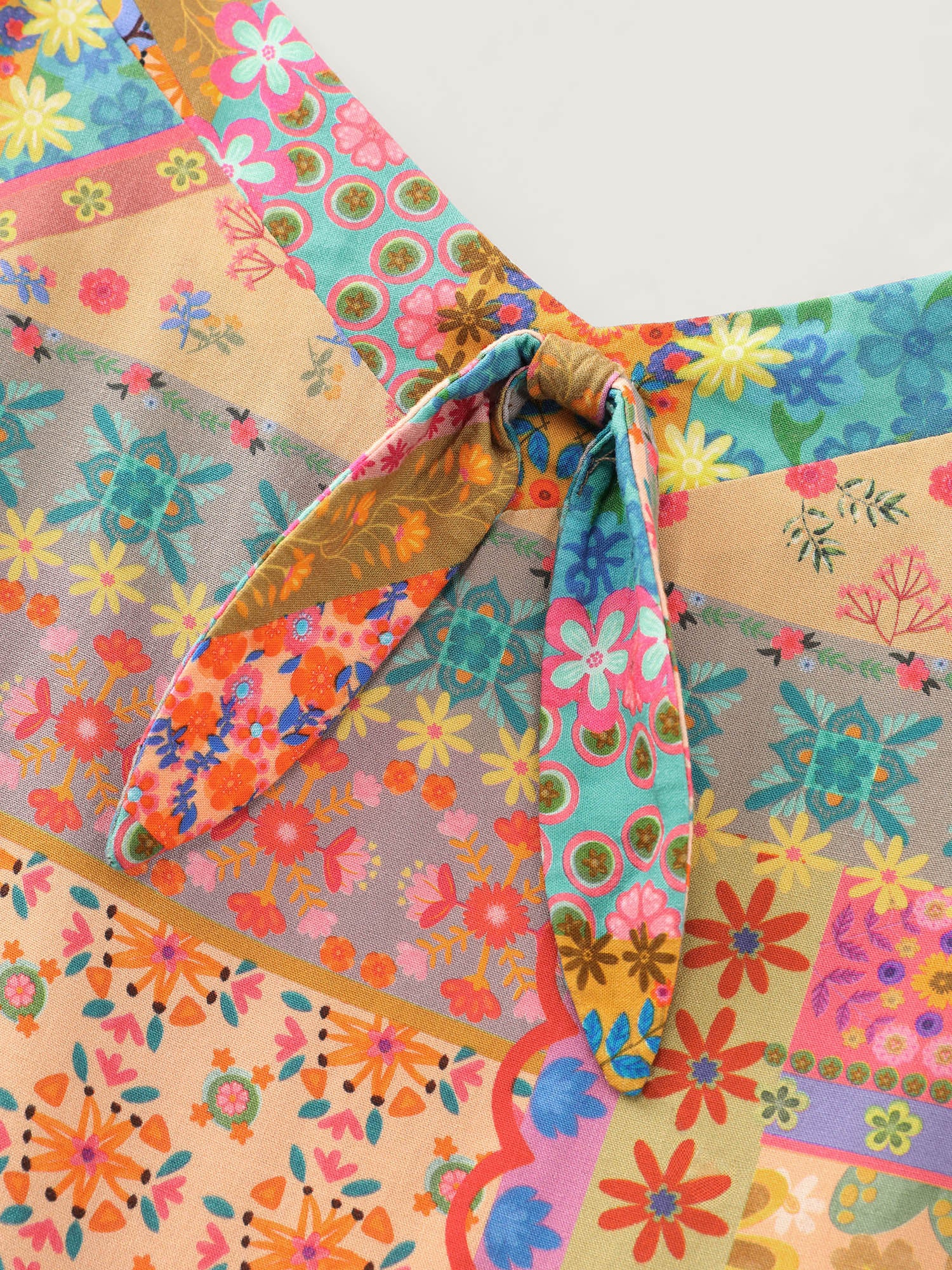 Geometric Colorful Patchwork Cami Romper - Image 6