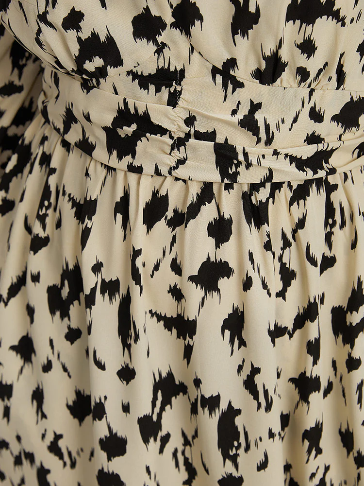Geometric Contrast Belted Elastic Cuffs Dress - Image 9