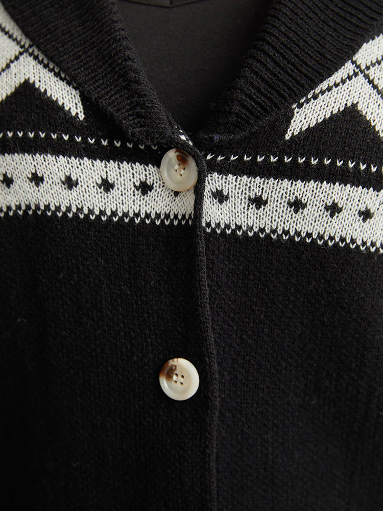 Geometric Contrast Button Through Cardigan - Image 5