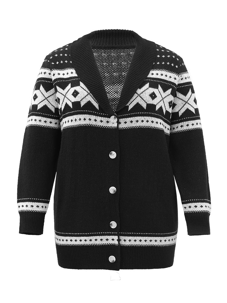 Geometric Contrast Button Through Cardigan - Image 7