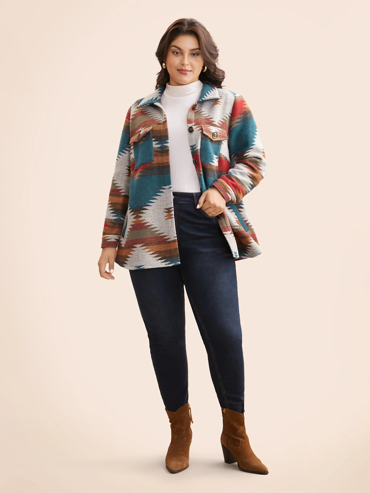 Geometric Contrast Flap Detail Jacket - Image 2