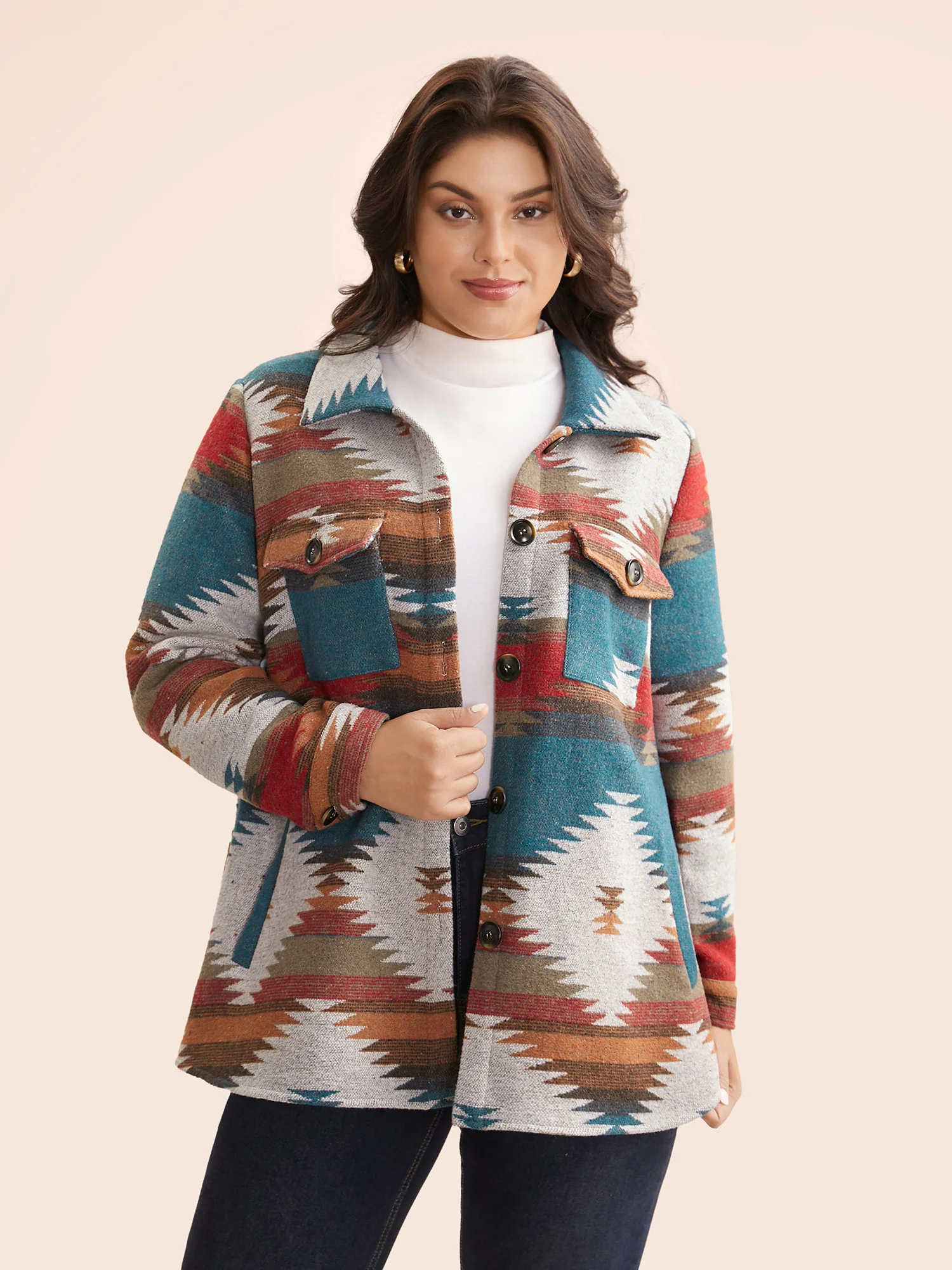Geometric Contrast Flap Detail Jacket - Image 3