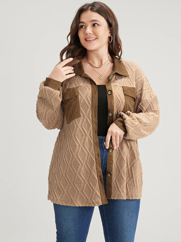 Geometric Contrast Flap Pocket Button Up Shirt - Image 3