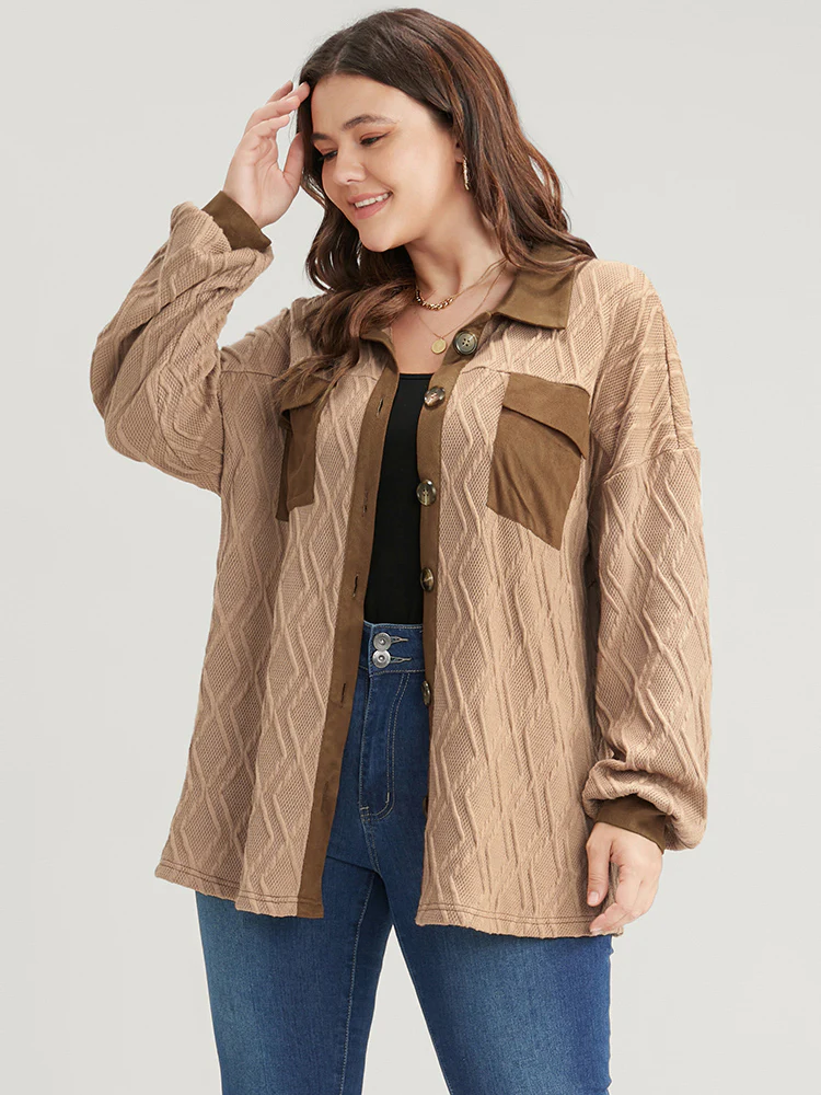 Geometric Contrast Flap Pocket Button Up Shirt - Image 4