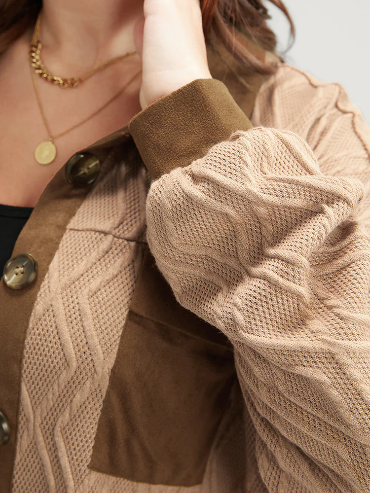 Geometric Contrast Flap Pocket Button Up Shirt - Image 7