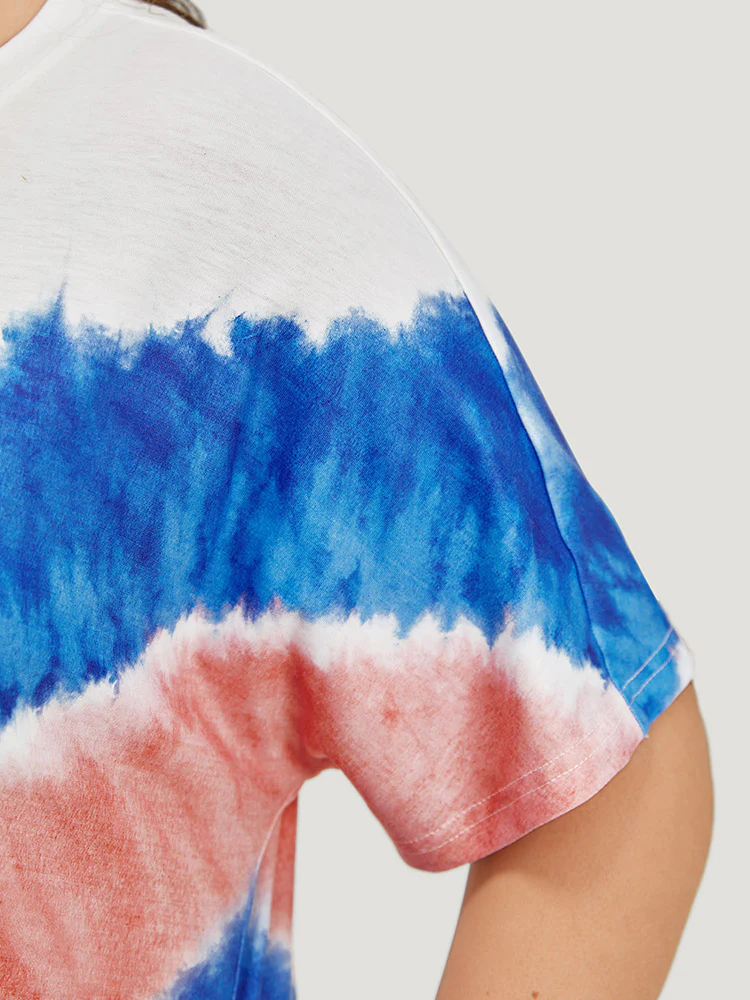 Geometric Contrast Pocket Tie Dye Midi Dress - Image 7