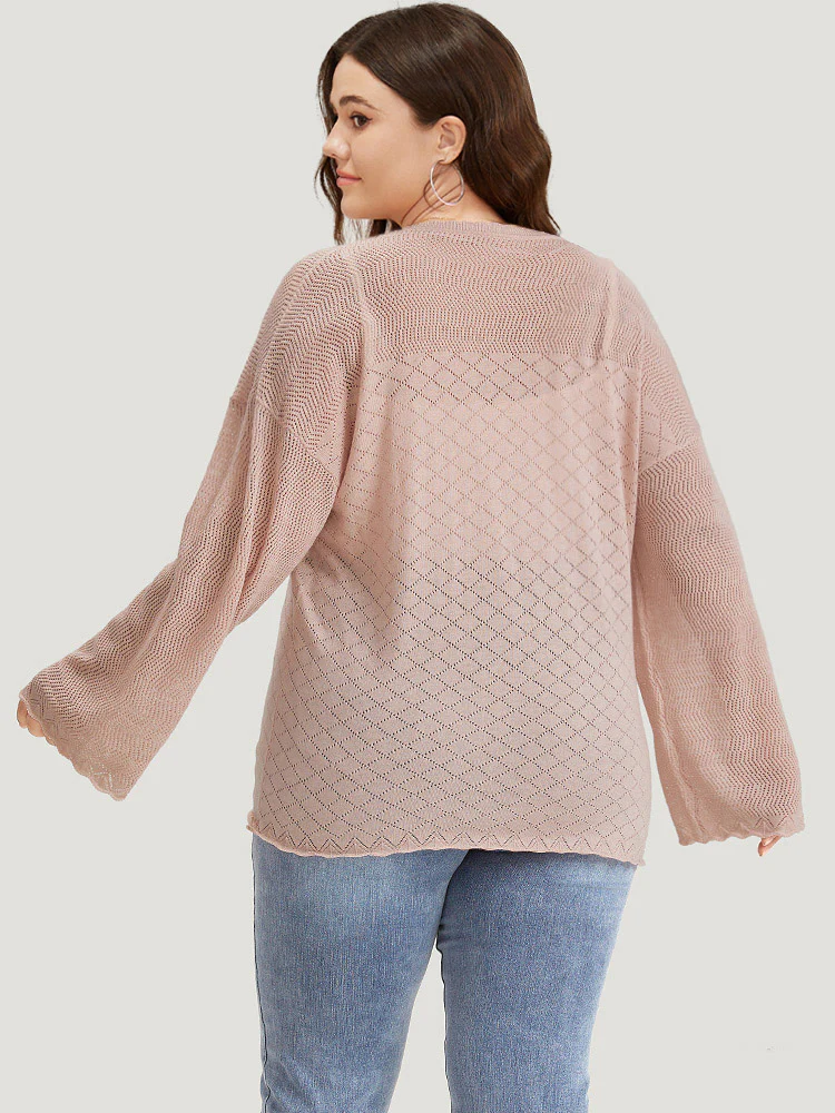 Supersoft Essentials Geometric Curved Hem Patchwork Very Stretchy Pullover - Image 2