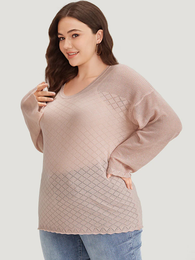 Supersoft Essentials Geometric Curved Hem Patchwork Very Stretchy Pullover - Image 3