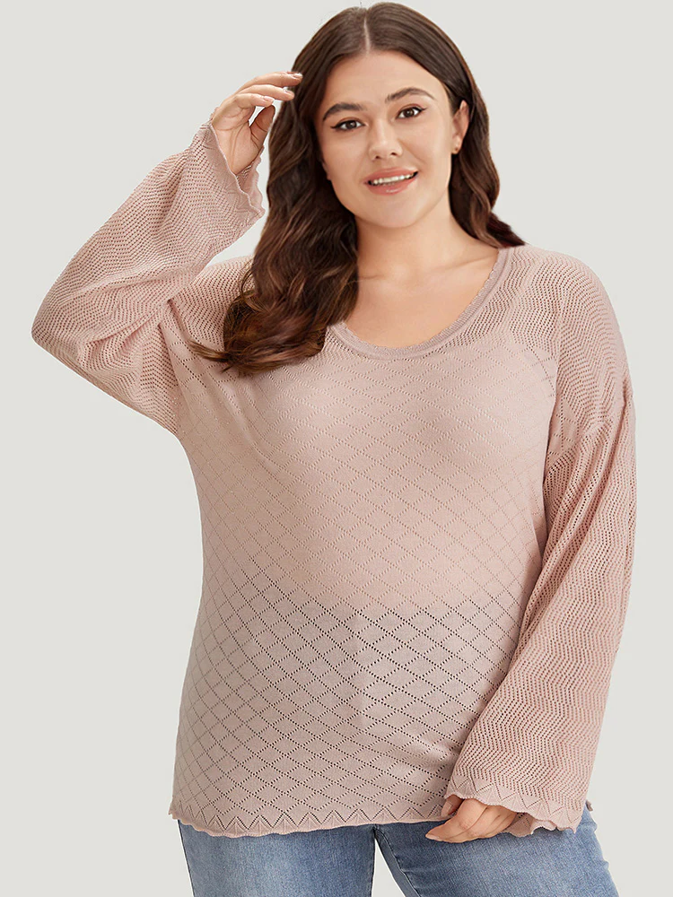 Supersoft Essentials Geometric Curved Hem Patchwork Very Stretchy Pullover - Image 4