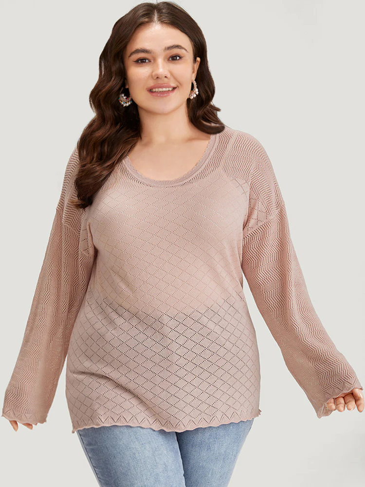 Supersoft Essentials Geometric Curved Hem Patchwork Very Stretchy Pullover - Image 5