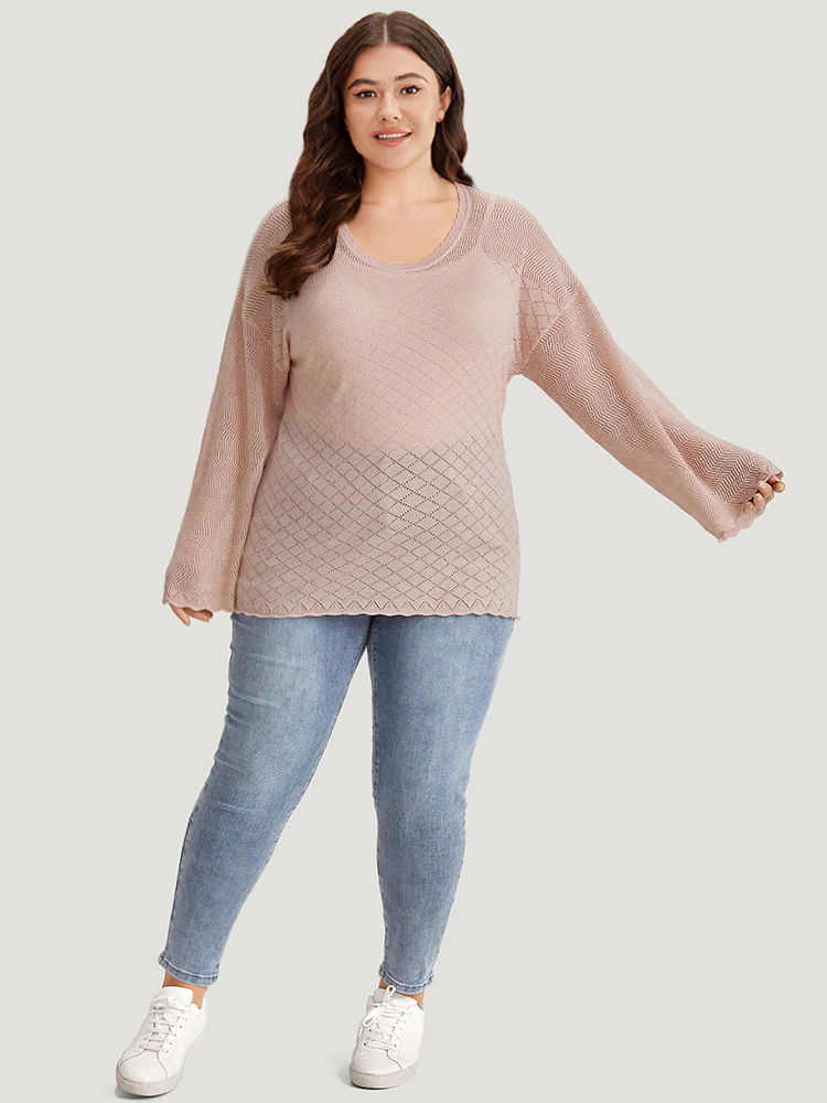 Supersoft Essentials Geometric Curved Hem Patchwork Very Stretchy Pullover - Image 6