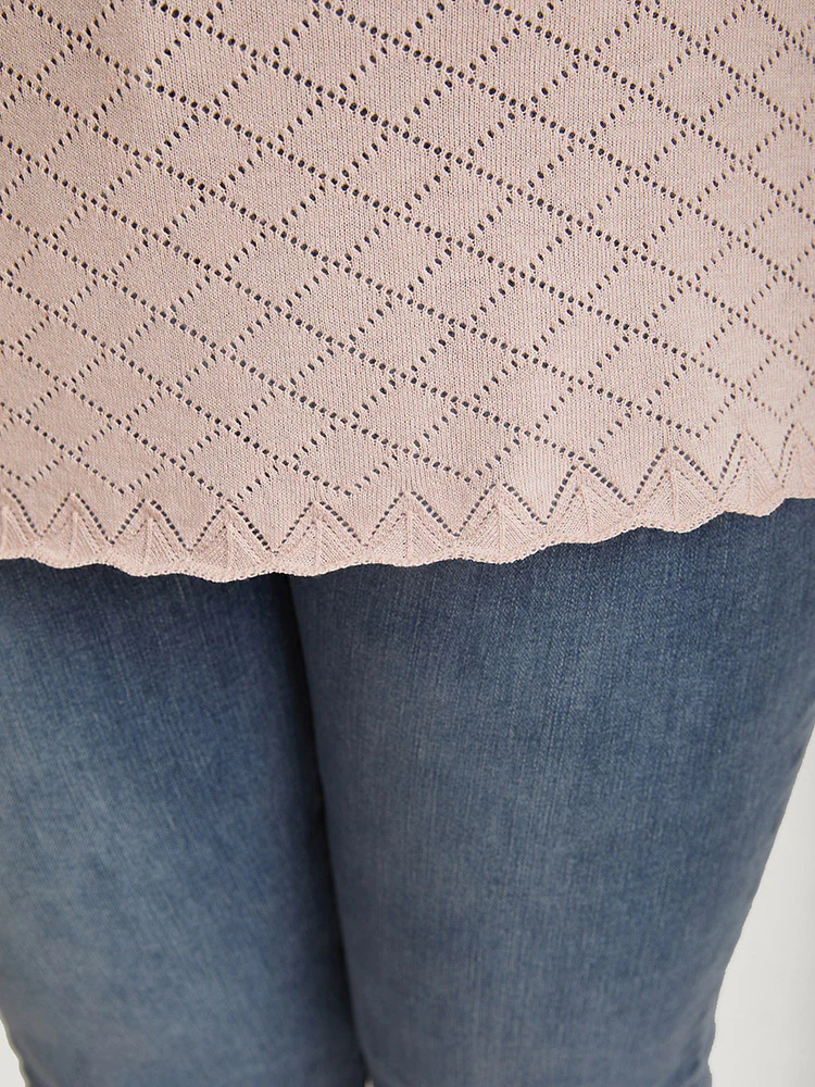 Supersoft Essentials Geometric Curved Hem Patchwork Very Stretchy Pullover - Image 8