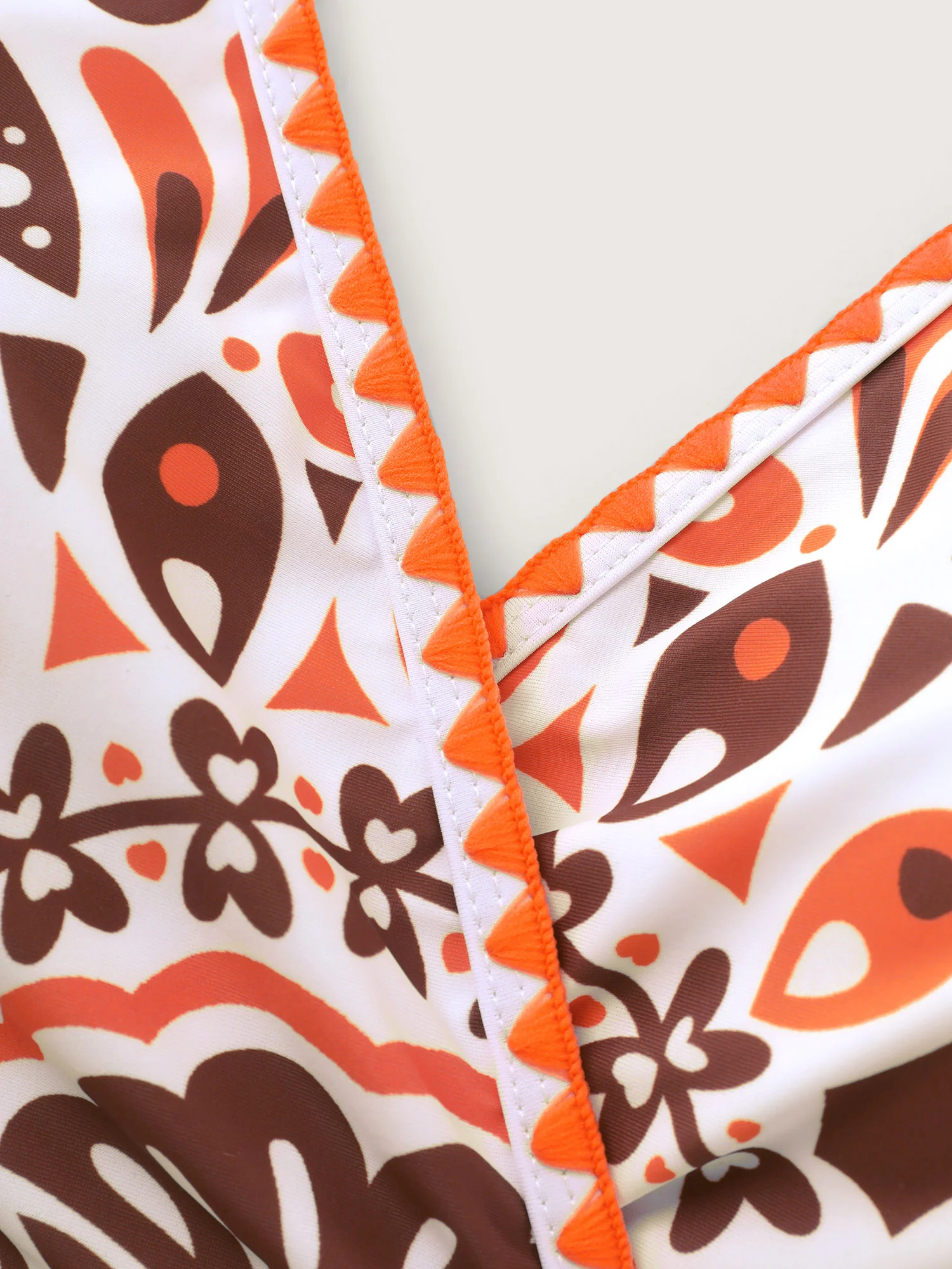 Geometric Embroidered Surplice Neckline Bikini Top - Image 5