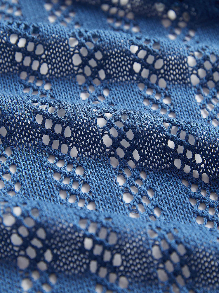 Geometric Eyelet Patched Pocket Elastic Cuffs Cardigan - Image 6