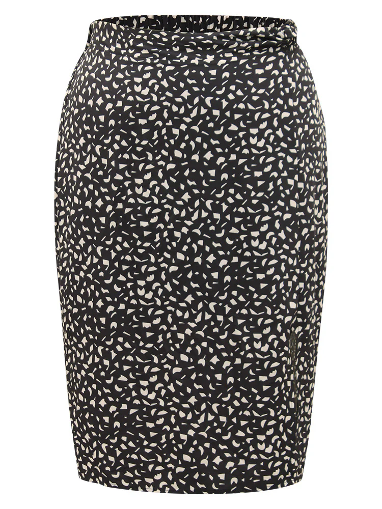 Geometric Graphic Twist Front Split Side Skirt - Image 8