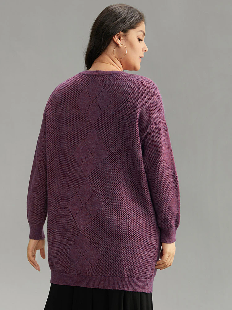 Geometric Heather Pocket Button Up Cardigan - Image 2