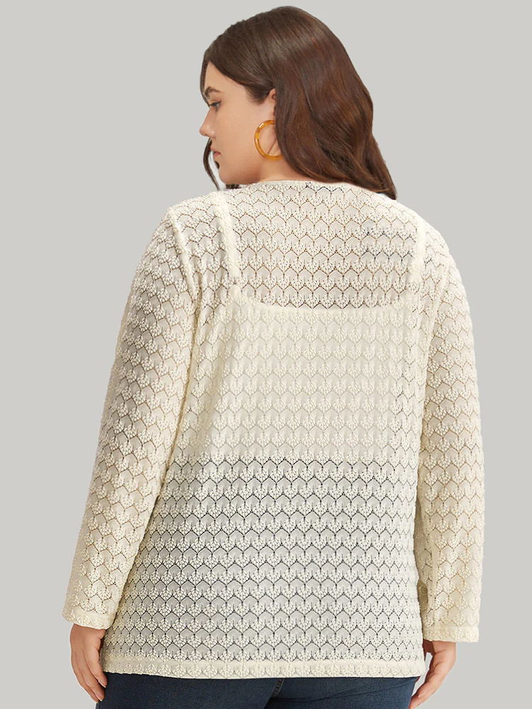 Geometric Lace Hollow Out Button Through Jacket - Image 6